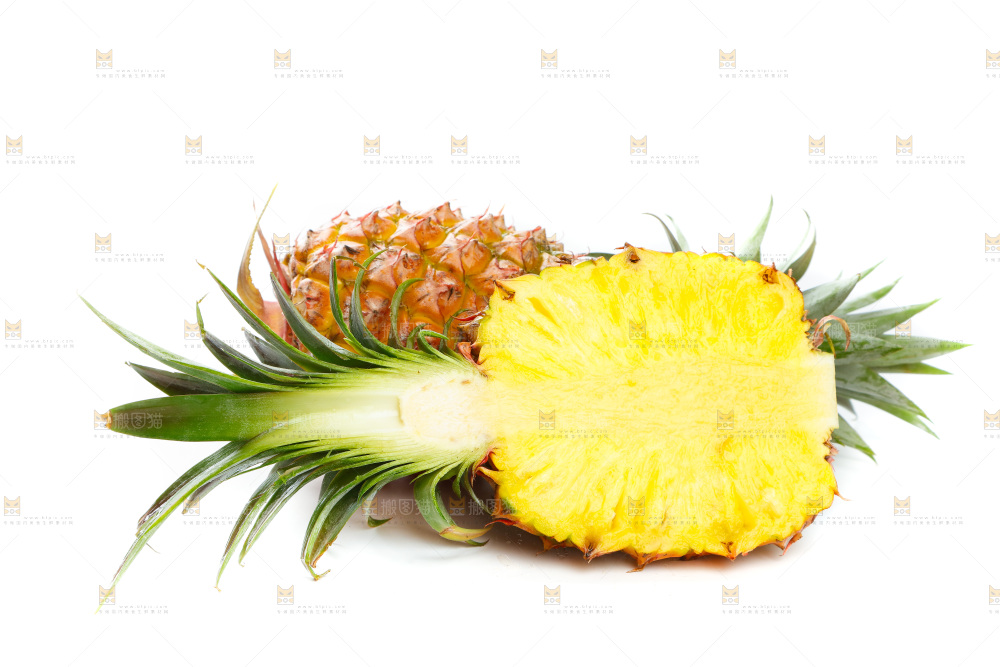 白底上的海南金钻凤梨