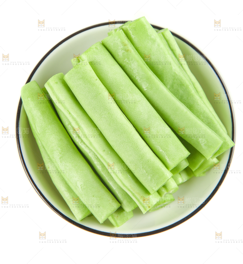 白底上的新鲜四季豆