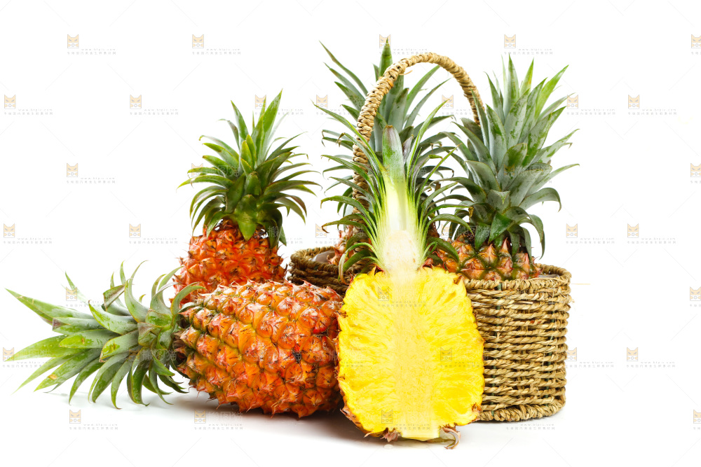 白底上的海南金钻凤梨