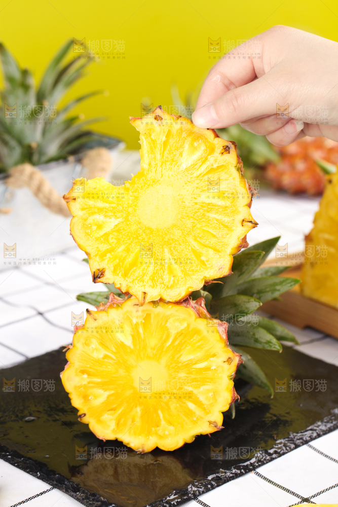 白格子底上的海南金钻凤梨