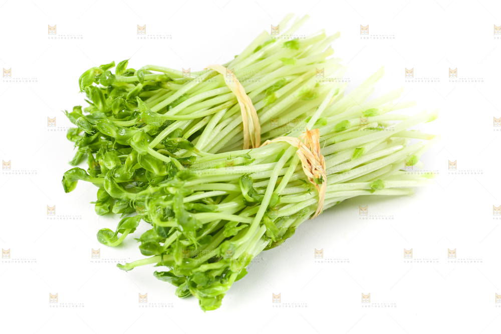 白底上放着豌豆芽菜