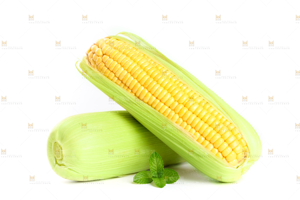白底上放着黄玉米