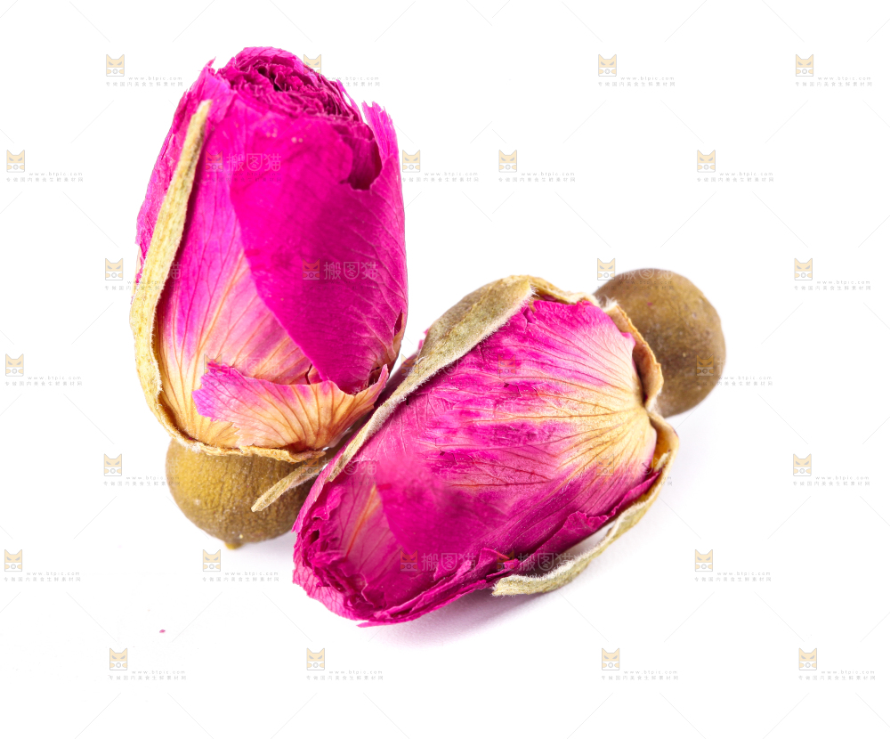 白底上放着云南金边干玫瑰花
