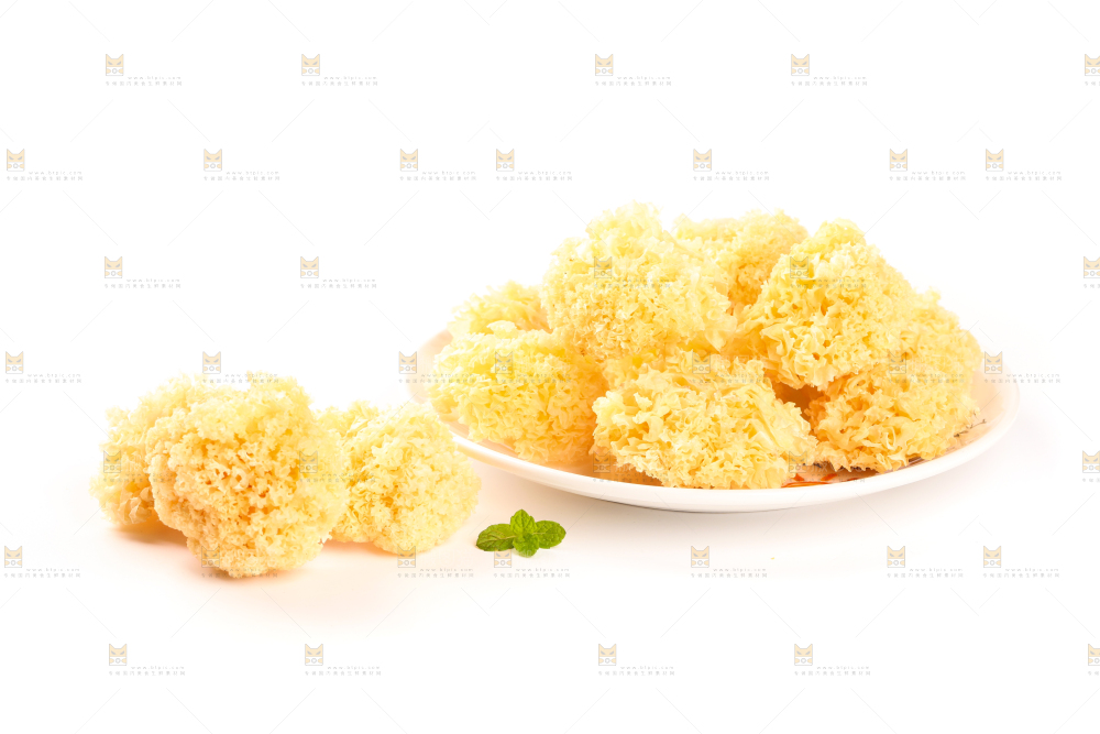一盘雪耳放在白底上