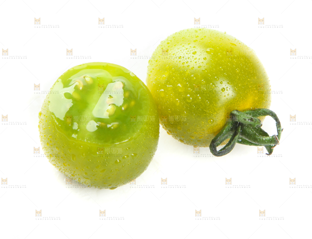 白底上的绿宝石小番茄