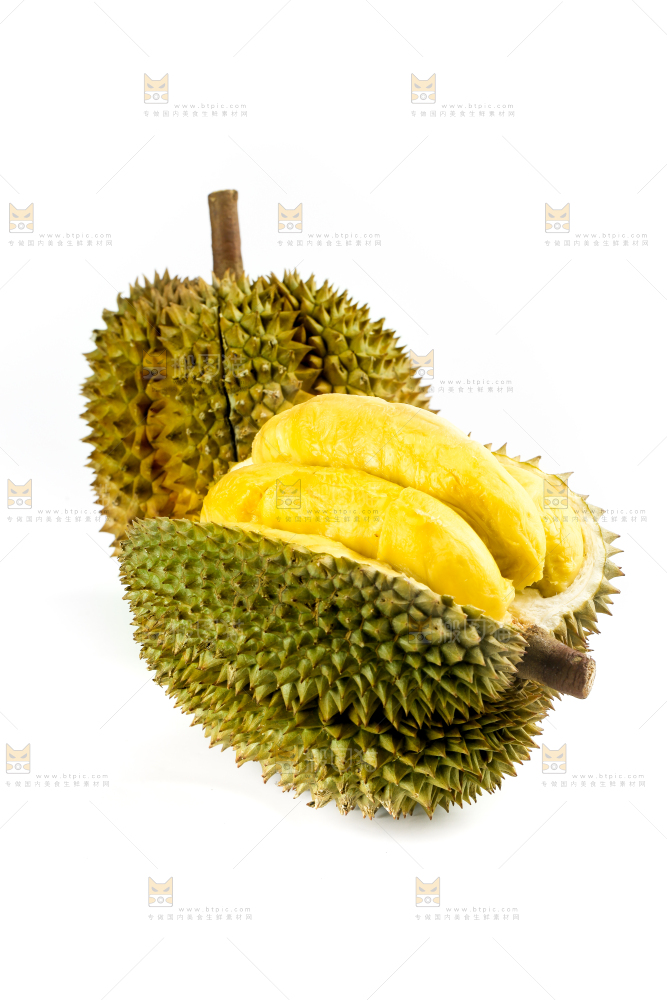 白底上摆放着甲仑榴莲