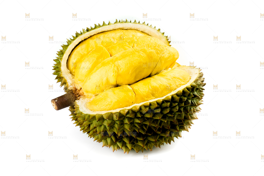 白底上摆放着甲仑榴莲