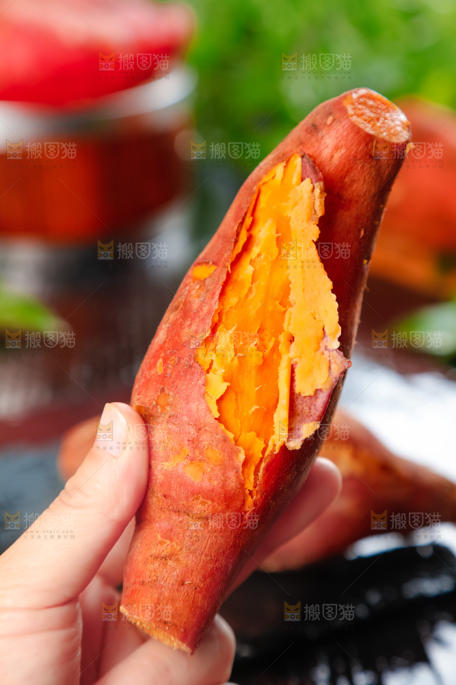 手里拿着板栗薯