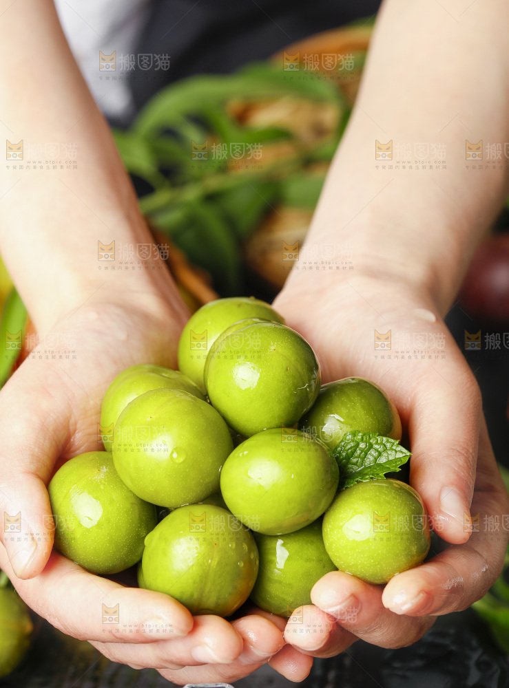 手里拿着新鲜李子