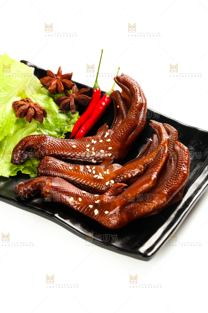 白底上的香辣鸭爪