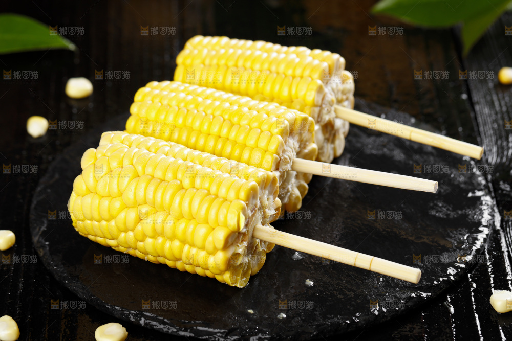 黑石板上的东北玉米