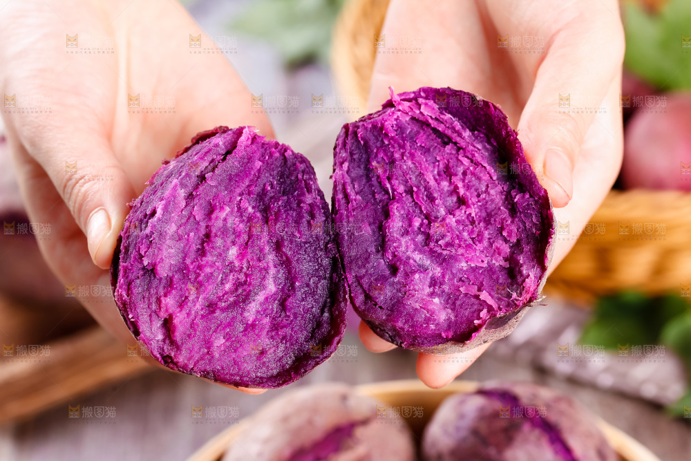 手里拿着紫地瓜