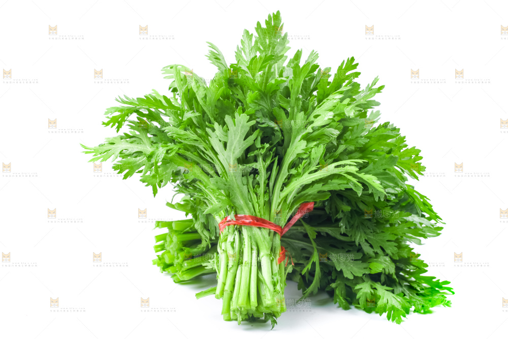 白底上的蓬蒿菜