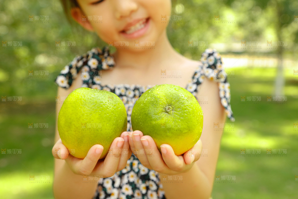 手里拿着夏橙