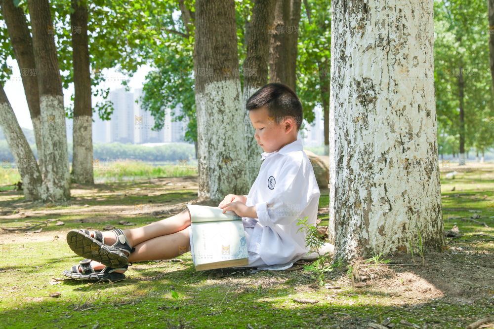 小男孩正在看书