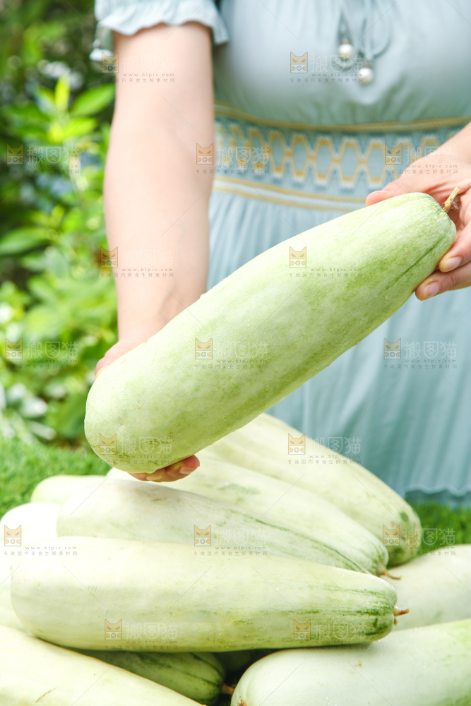 手里拿着脆甜蜜瓜