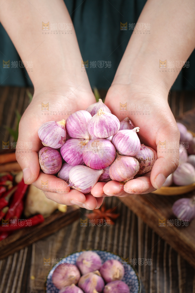 手里捧着云南紫皮独头蒜