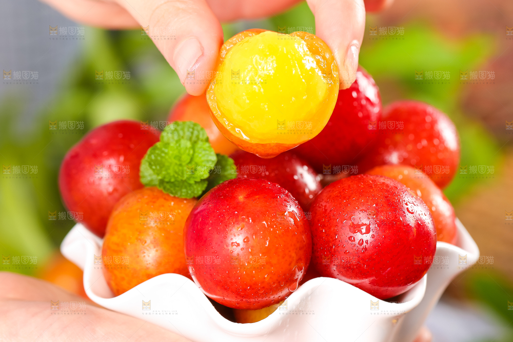 手里拿着脆李子