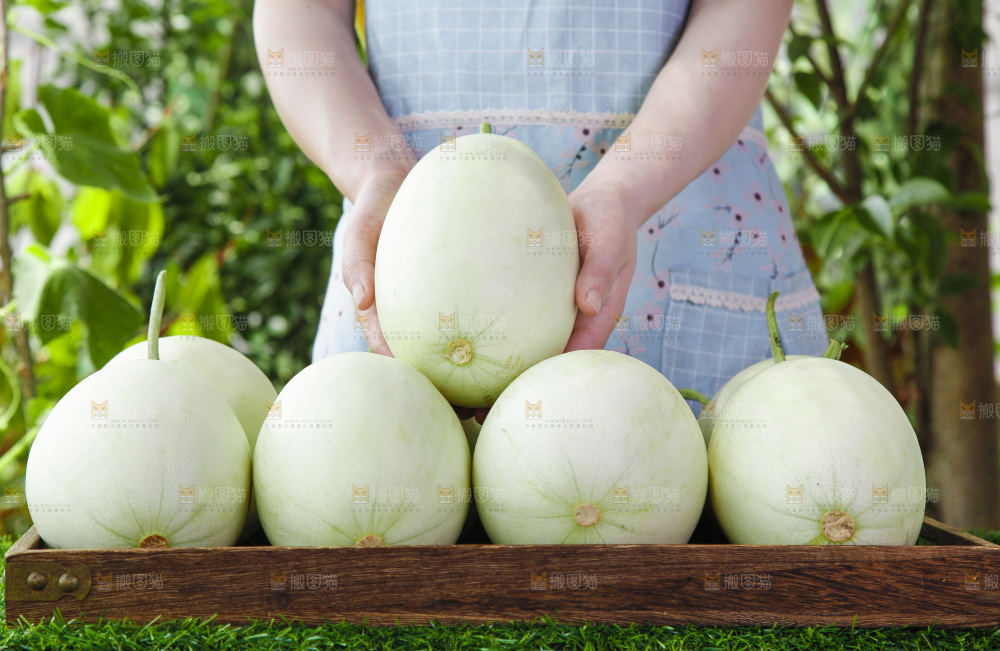 手里拿着玉菇香瓜