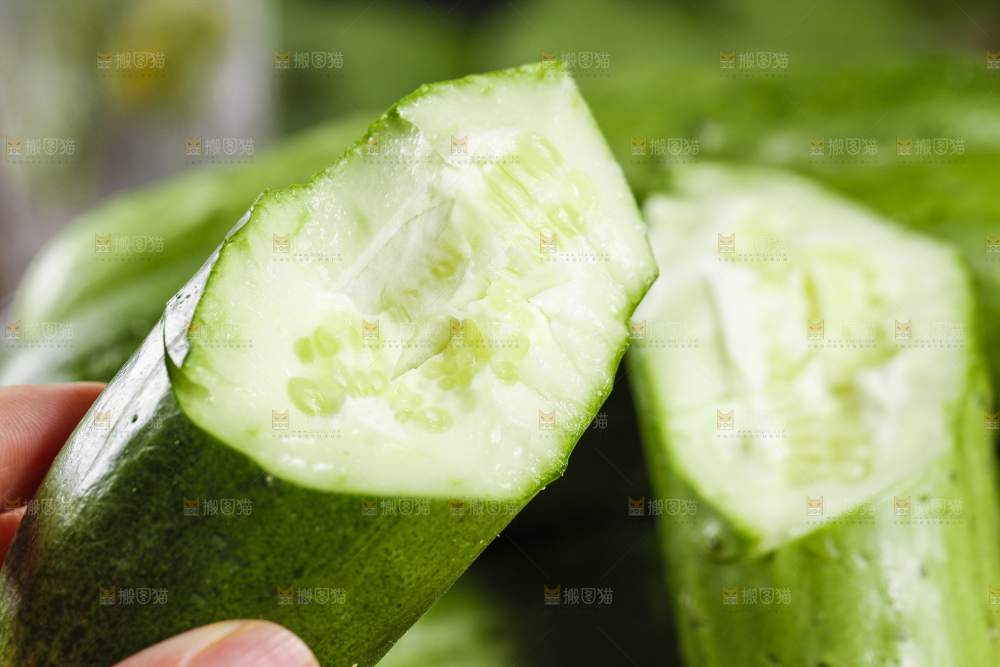 手里拿着嫩黄瓜