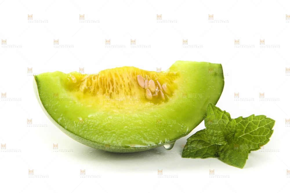 白底上放着绿宝香瓜