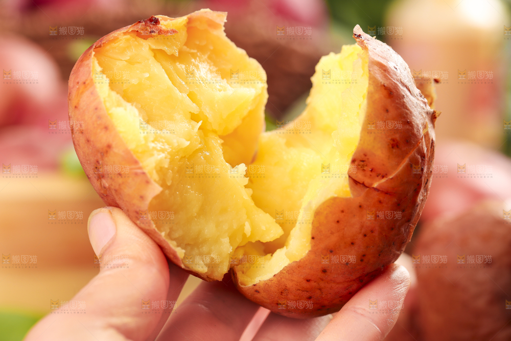 手里拿着红皮土豆