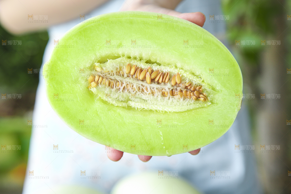 手里拿着玉菇香瓜
