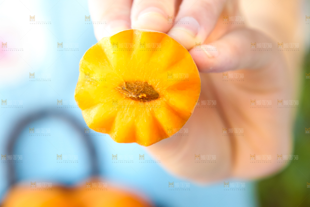 手里拿着杏子