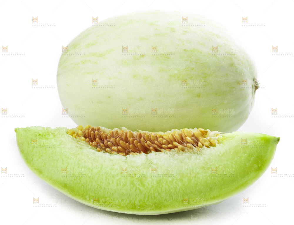 白底上摆放着山东玉菇甜瓜