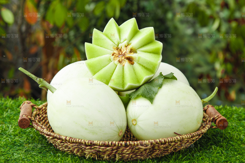 篮子里放着玉菇香瓜