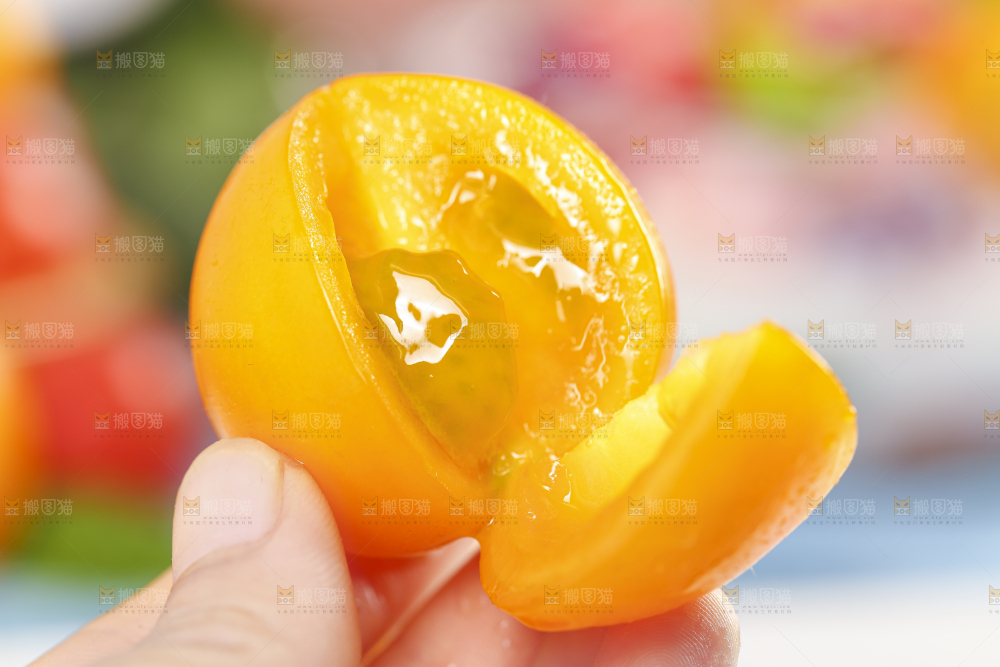 手里拿着黄金圣女果