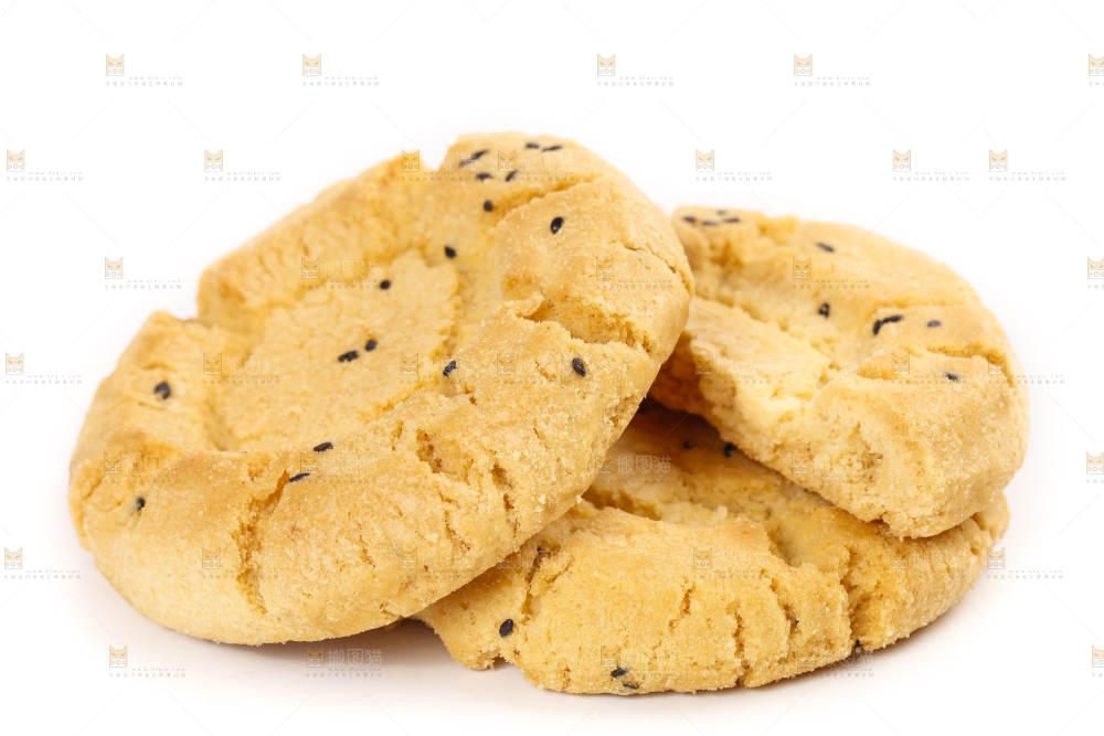 白底上摆放着桃酥饼