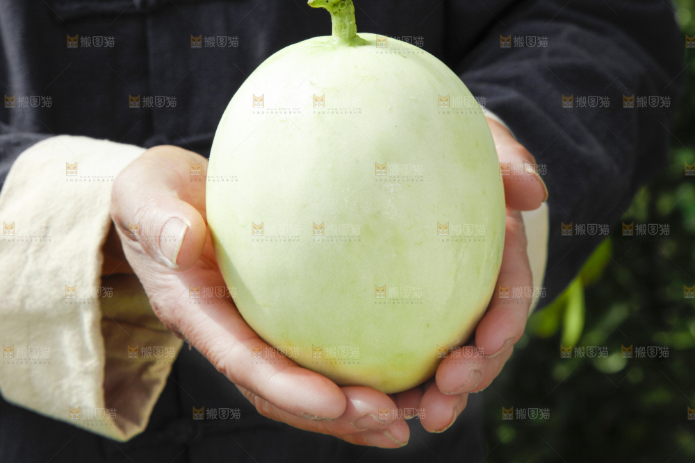 手里拿着玉菇香瓜