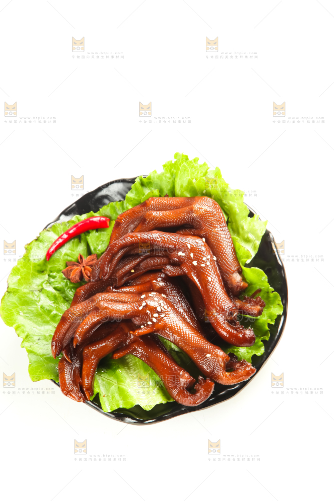 白底上的香辣鸭爪