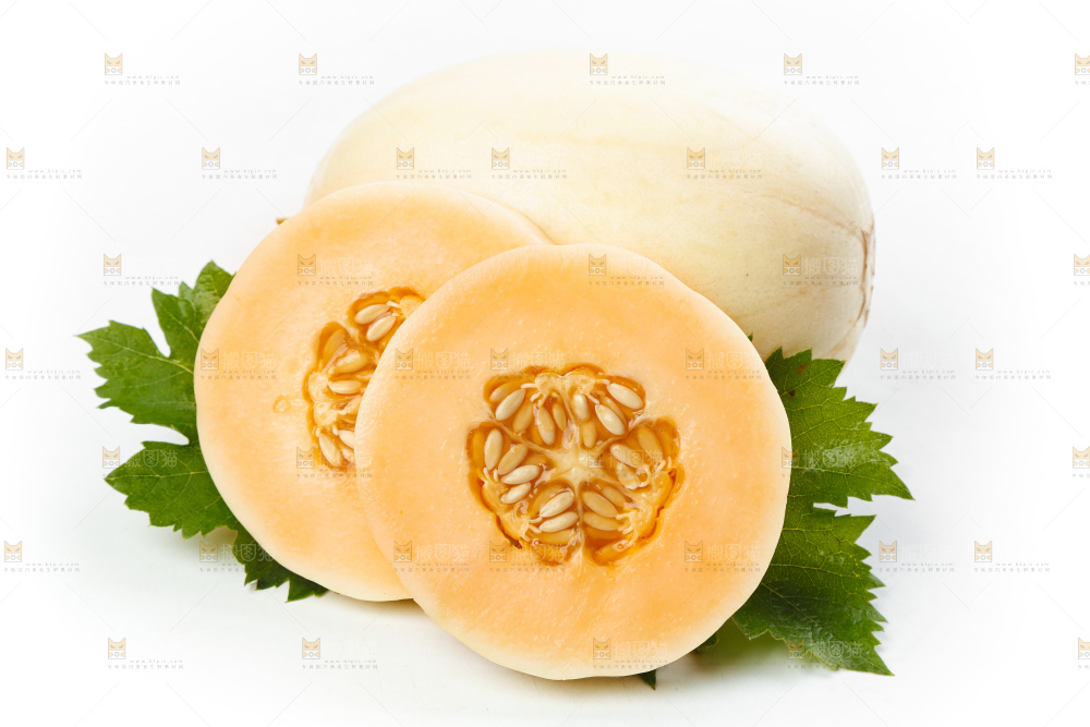 白底上放着蜜香瓜