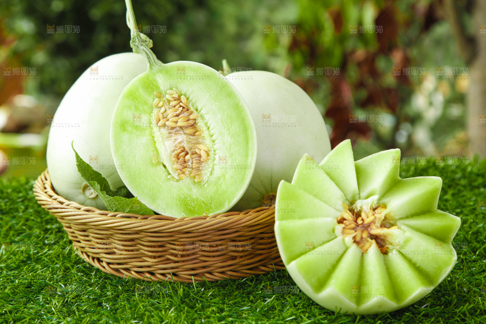 篮子里装着玉菇甜瓜