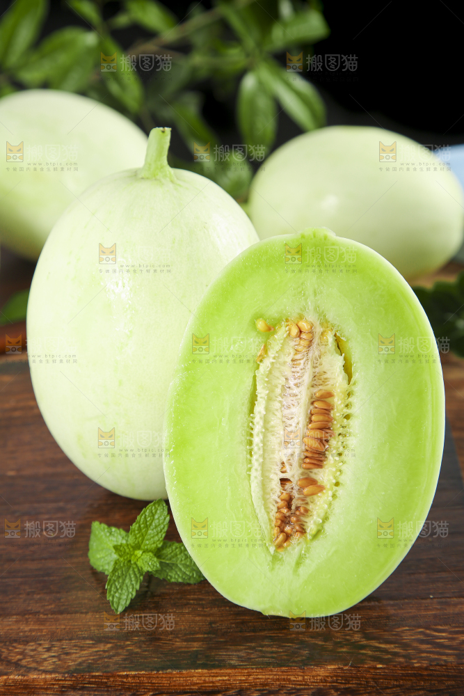 深底上摆放着山东玉菇甜瓜