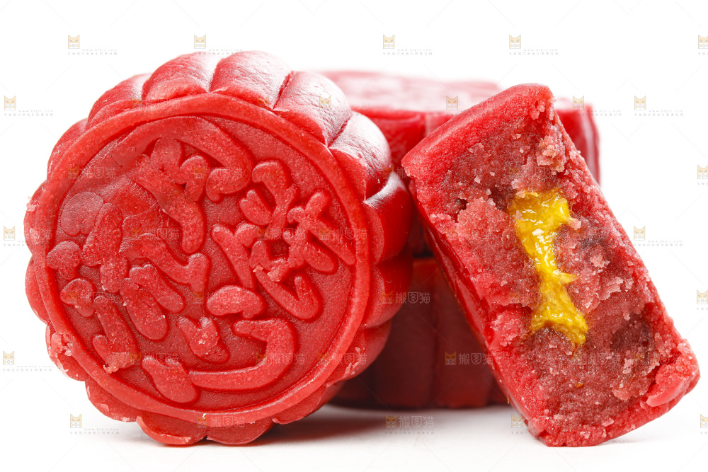 白底上的流心月饼