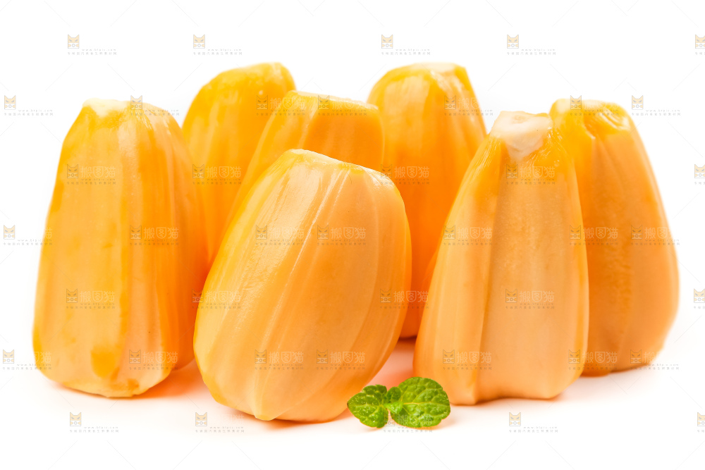 白底上放着红心菠萝蜜