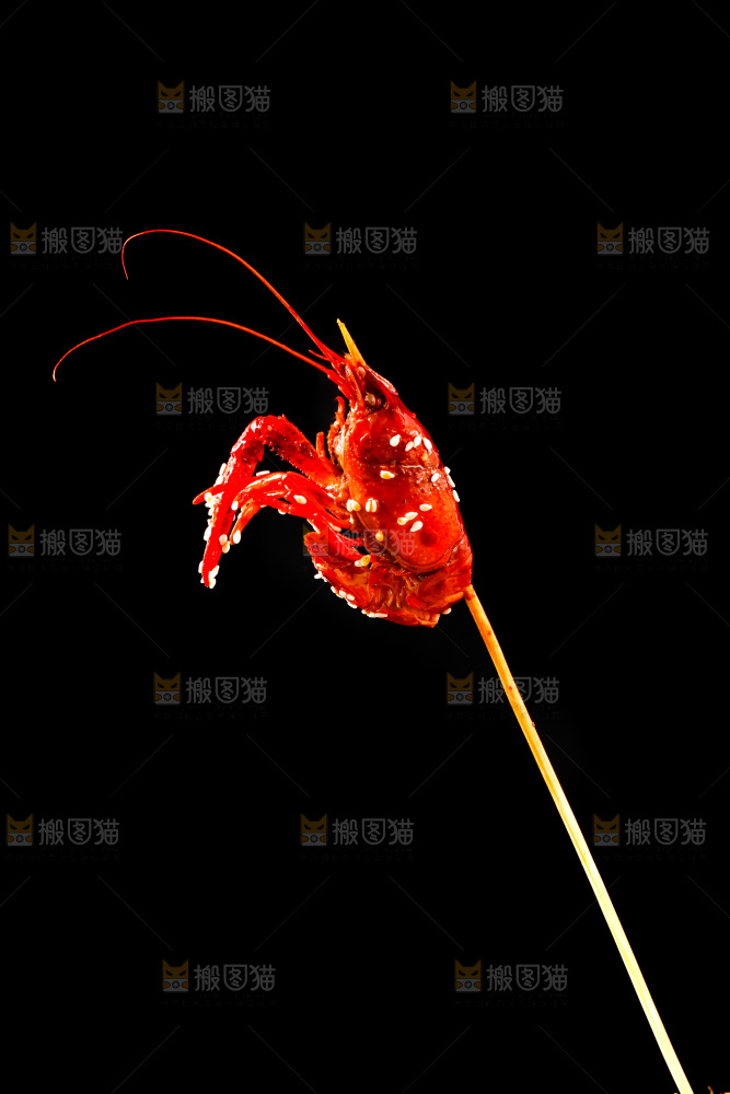 黑底上的虾串