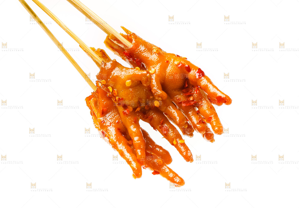 白底上的鸡爪串