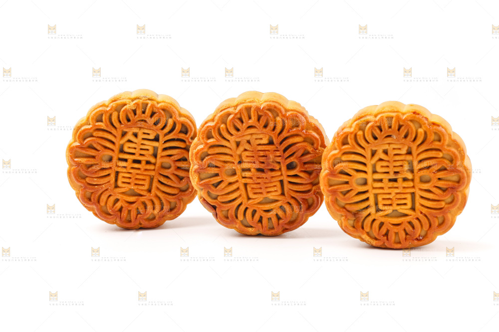 白底上的蛋黄月饼