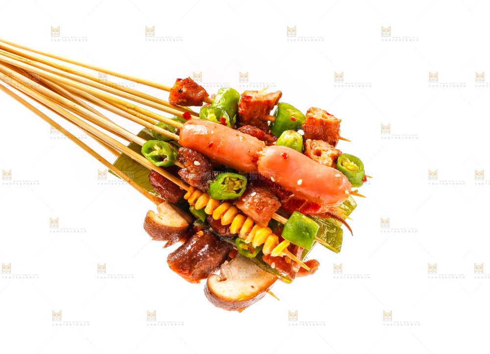 白底上的钵钵鸡食材
