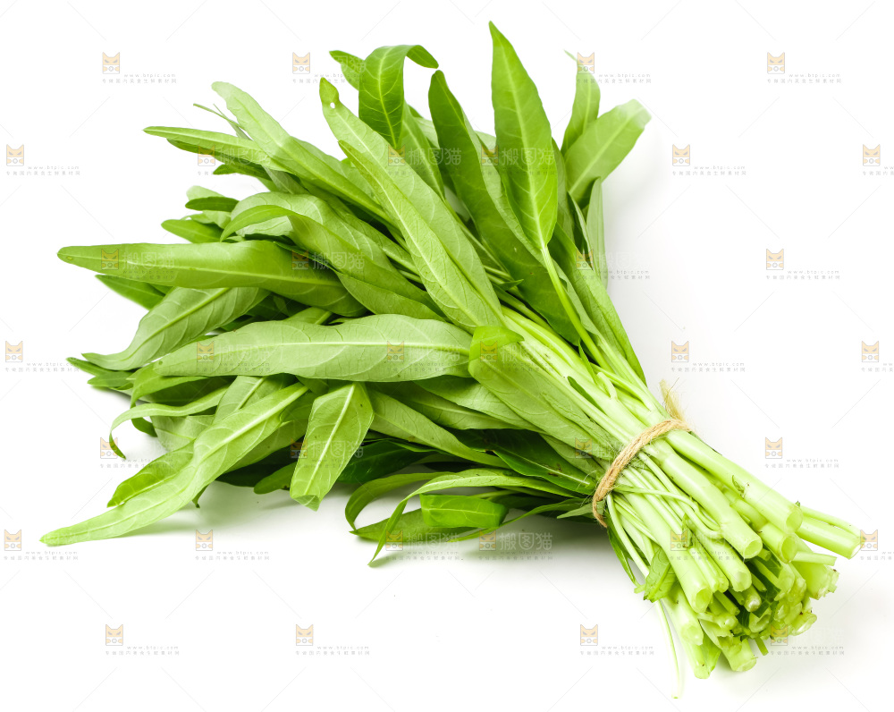 白底上放着空心菜