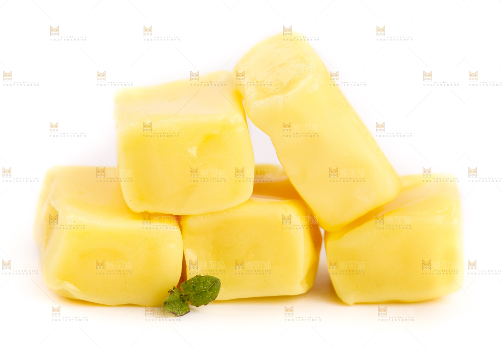 白底上的榴莲味糖果