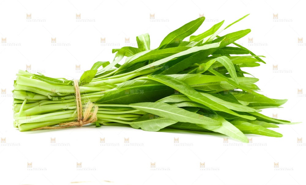 白底上放着空心菜