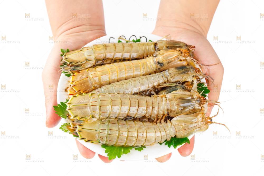 手里拿着生鲜皮皮虾