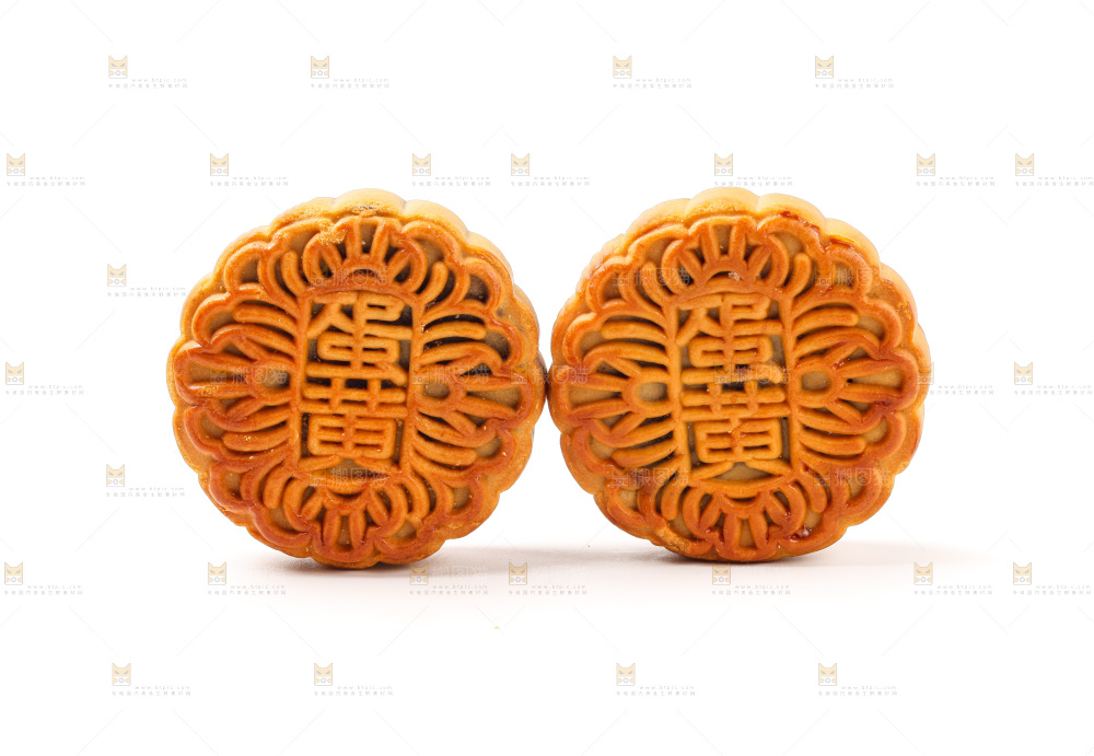 白底上的蛋黄月饼