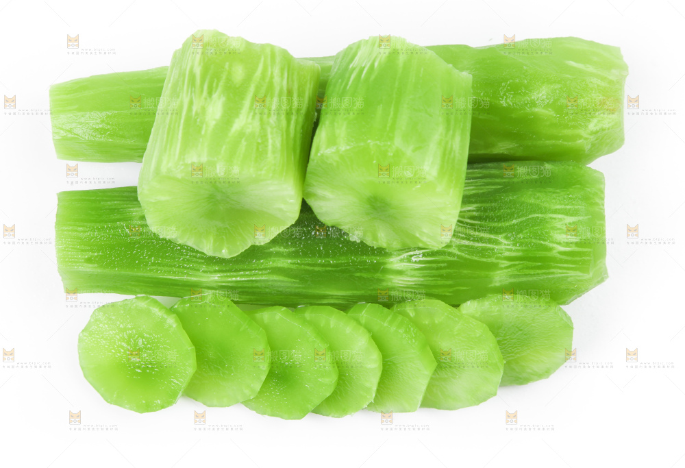 白底上摆放着莴苣