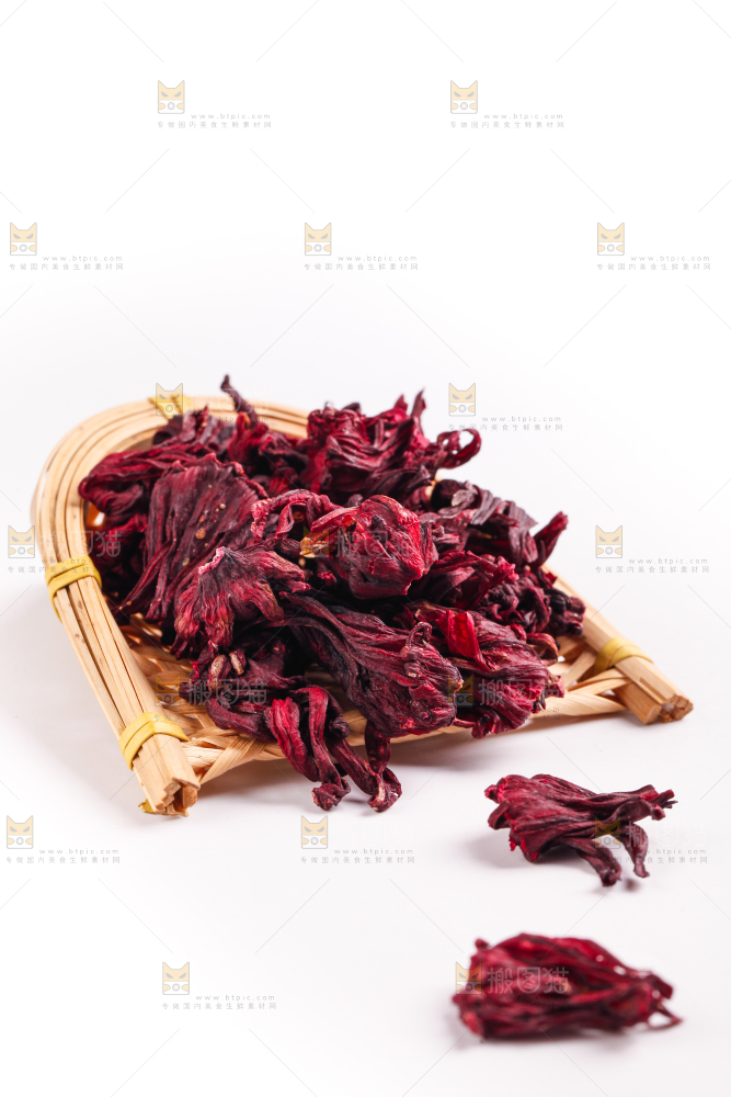 白底上的洛神花干